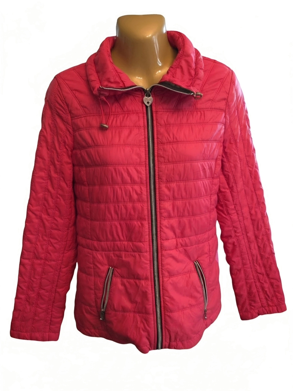 Women's GUESS Lightweight Elastic Waist Lipstick Red Puffer Jacket Sz S/CH/P